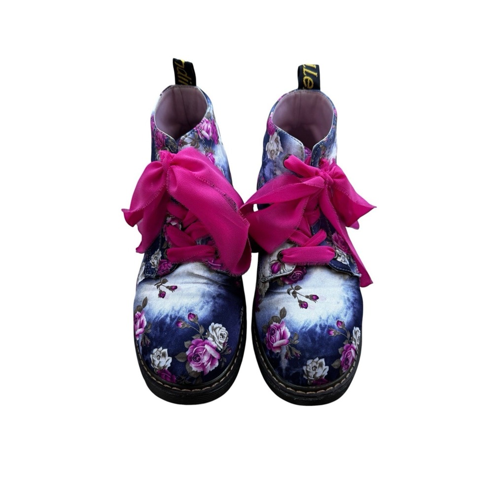Live In Color Floral Ribbon Lace Up Boots Women's EU 41 US 10 Cottagecore
